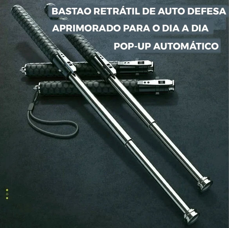 Bastão Tático de Autodefesa - Resistente e Extensível + BRINDE arizo 