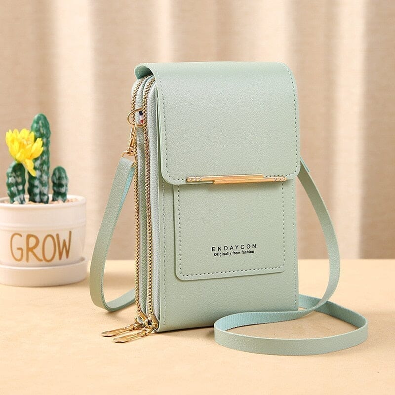 Bolsa Porta Celular Crossbody de Couro - [FRETE GRÁTIS] arizo Verde 11x4x18CM 