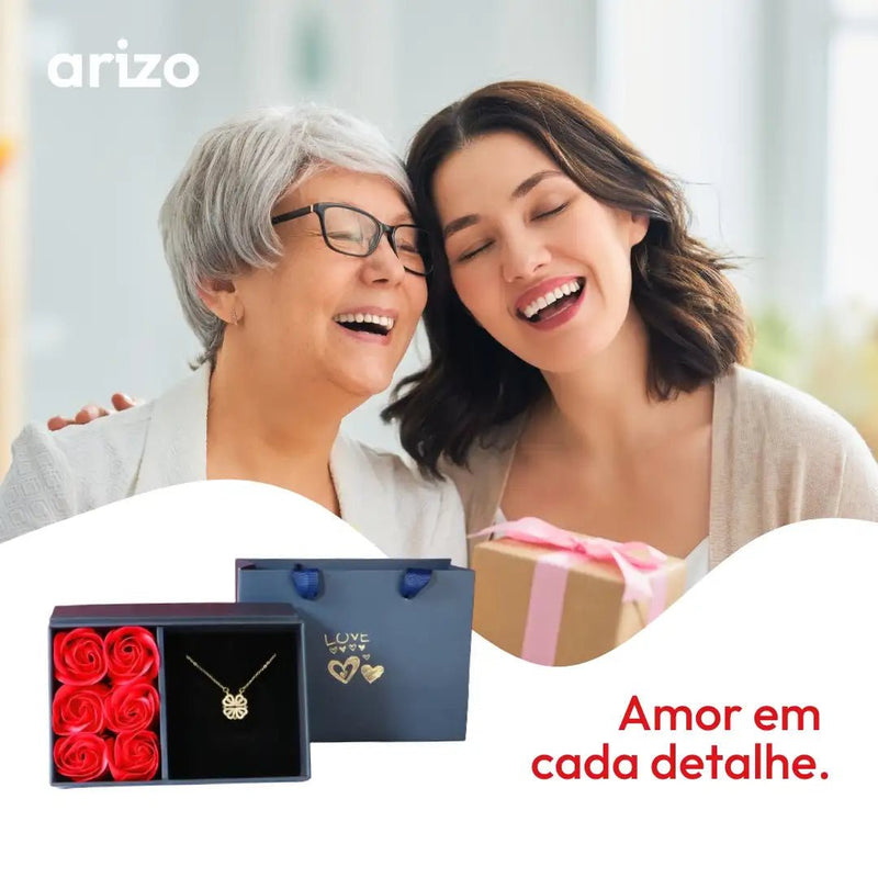 Colar Trevo De Coração Com 6 Rosas (Presente de Dia das Mães) arizo 