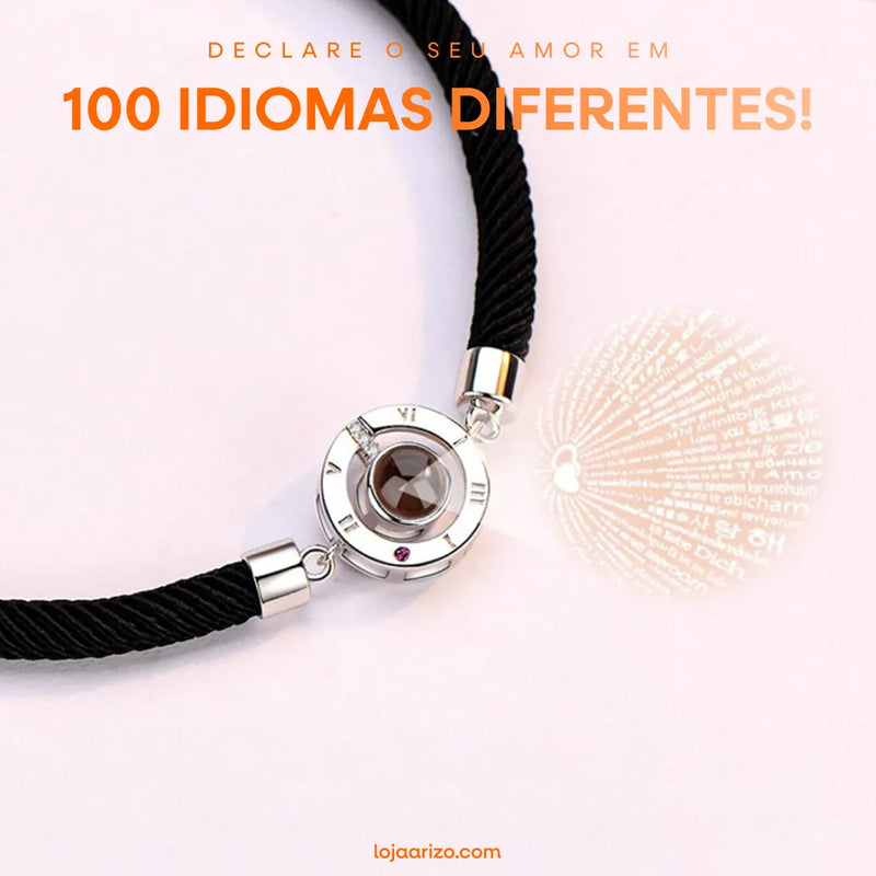 Pulseira Tecnológica  "Eu Te Amo" em 100 Idiomas - Amor Eterno + Bride Exclusivo