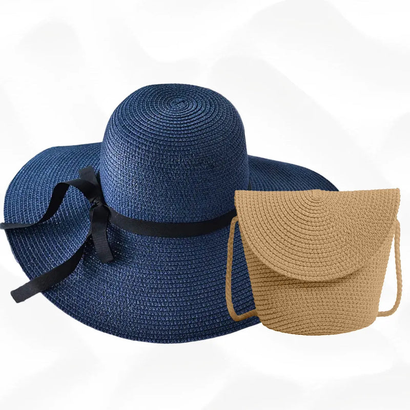 KIT VERÃO - Chapéu e Bolsa + Brinde Surpresa arizo Azul Escuro Cáqui 