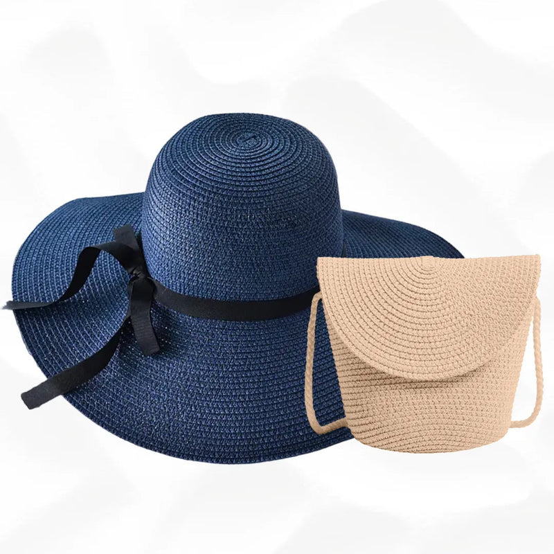 KIT VERÃO - Chapéu e Bolsa + Brinde Surpresa arizo Azul Escuro Rosa 