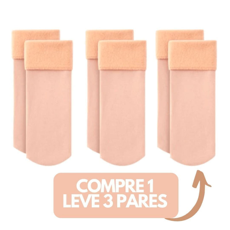 Meia Nuvem® Térmica - Pés Quentinhos - 3 pares arizo Bege - COMPRE 1 LEVE 3 (PRESENTE DE LANÇAMENTO) Único (35 ao 42) 