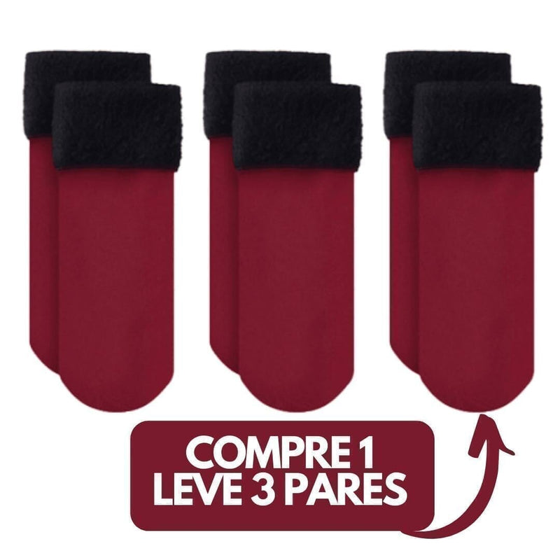 Meia Nuvem® Térmica - Pés Quentinhos - 3 pares arizo Vermelho - COMPRE 1 LEVE 3 (PRESENTE DE LANÇAMENTO) Único (35 ao 42) 