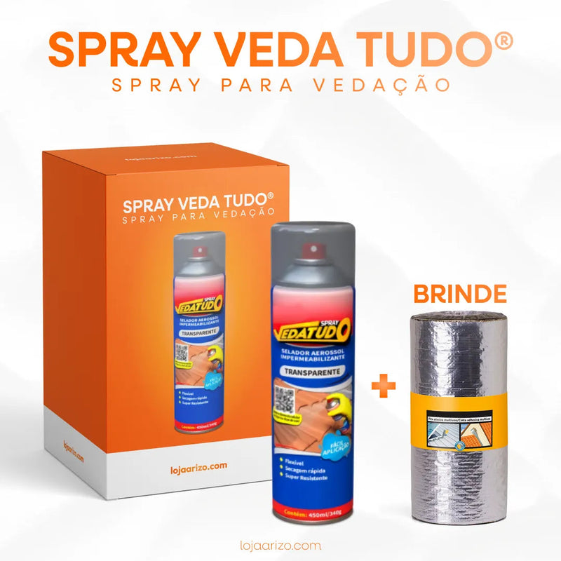 Spray de Vedadação Imediata para Vazamentos e Rachaduras - Spray Veda Tudo + Manta Térmica de Brinde [1U]